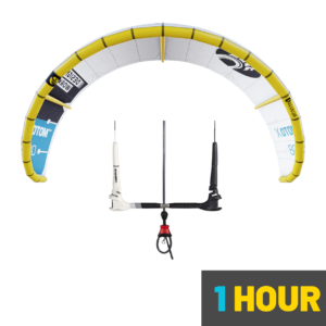 High-performance kite and bar combo for kitesurfing, offering smooth control and stability, available at 3C Zanzibar's equipment store.