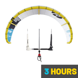 High-performance kite and bar combo for kitesurfing, offering smooth control and stability, available at 3C Zanzibar's equipment store.